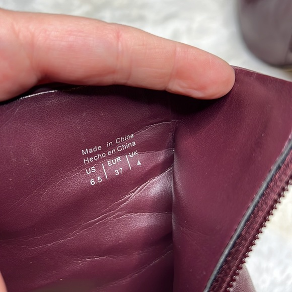 Aldo Leather Ankle Booties Size Eur 6.5 wine color block heel - Picture 11 of 13